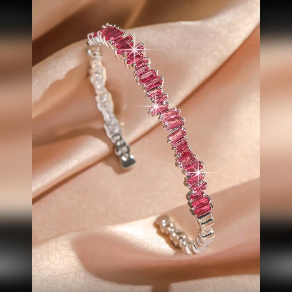 #49 Full Star Zirconia Open Bracelet, Copper, with Sparkling Stones - Picture 14 of 14